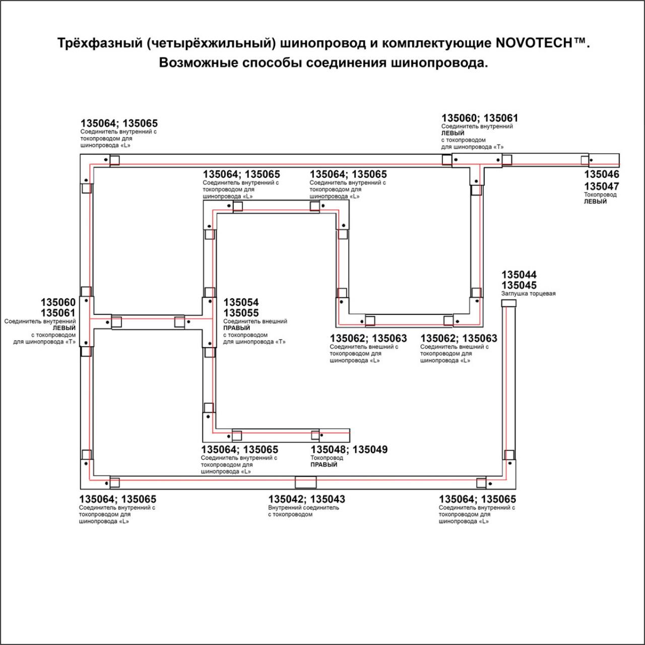 Трехфазный шинопровод 2м, в комплекте заглушки 2шт Novotech 135238