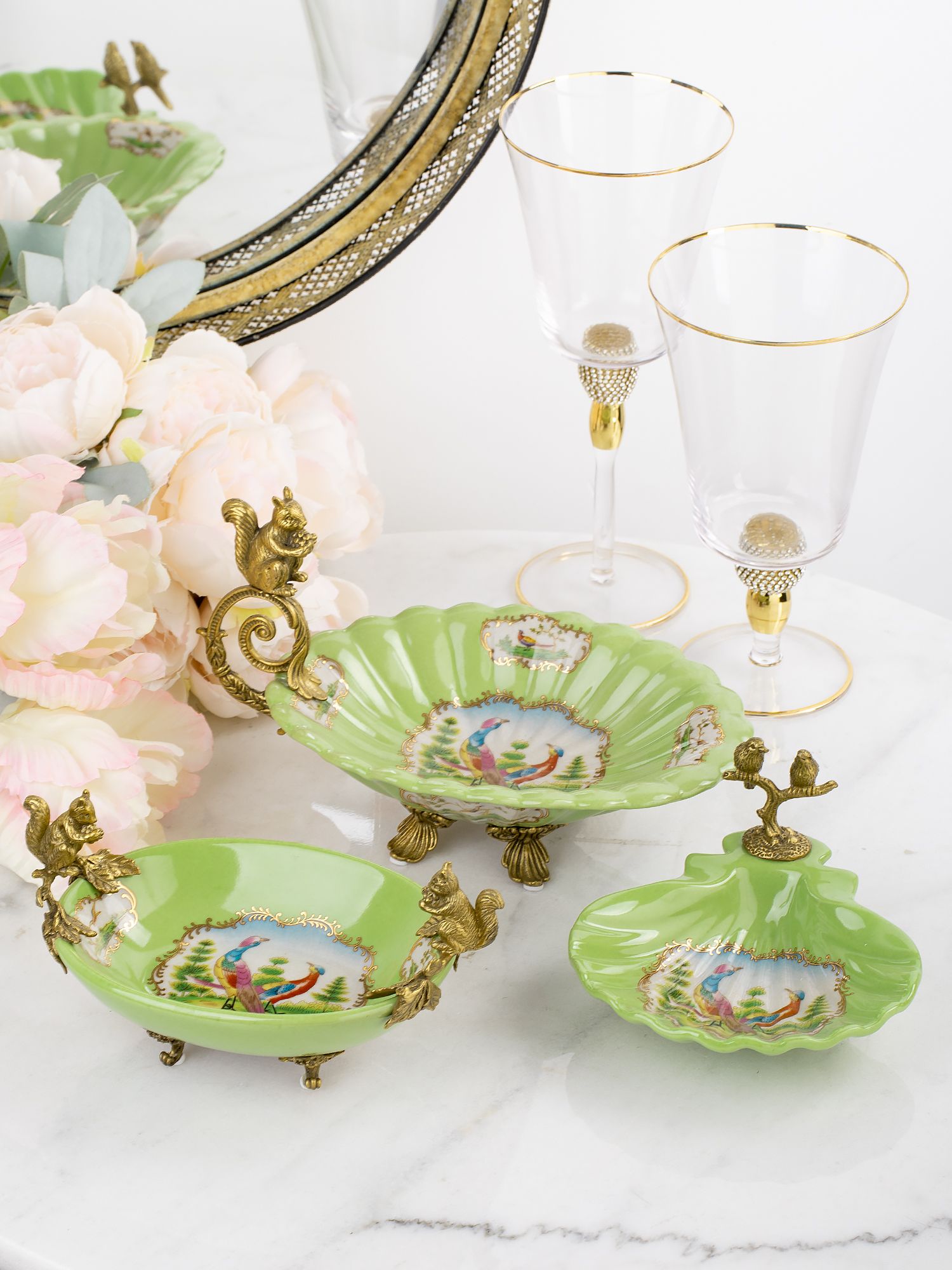 Блюдо с птичками Glasar 31G2423/C562C/HLG0752
