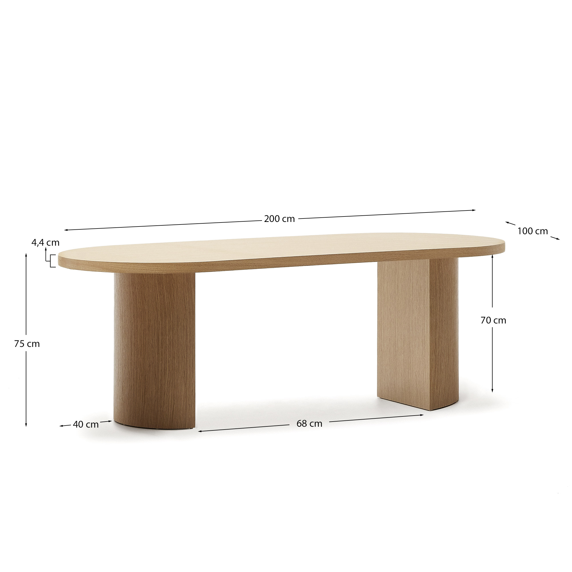 Стол Nealy с дубовым шпоном в натуральной отделке, 200 x 100 см La Forma (ex Julia Grup)