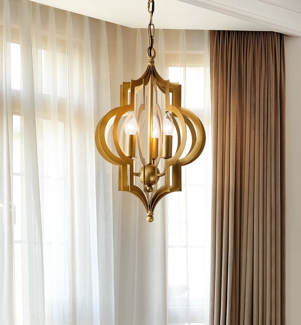 Люстра Scarlett Hollywood Regency Gold Leaf Pattern Pendant Chandelier D31 by ImperiumLoft