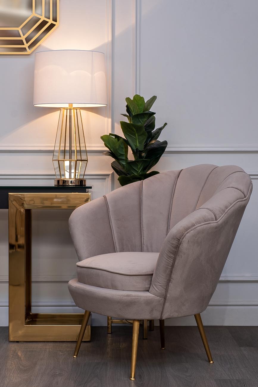 Лампа настольная металлическая золотая (белый абажур) Garda Decor 22-88243