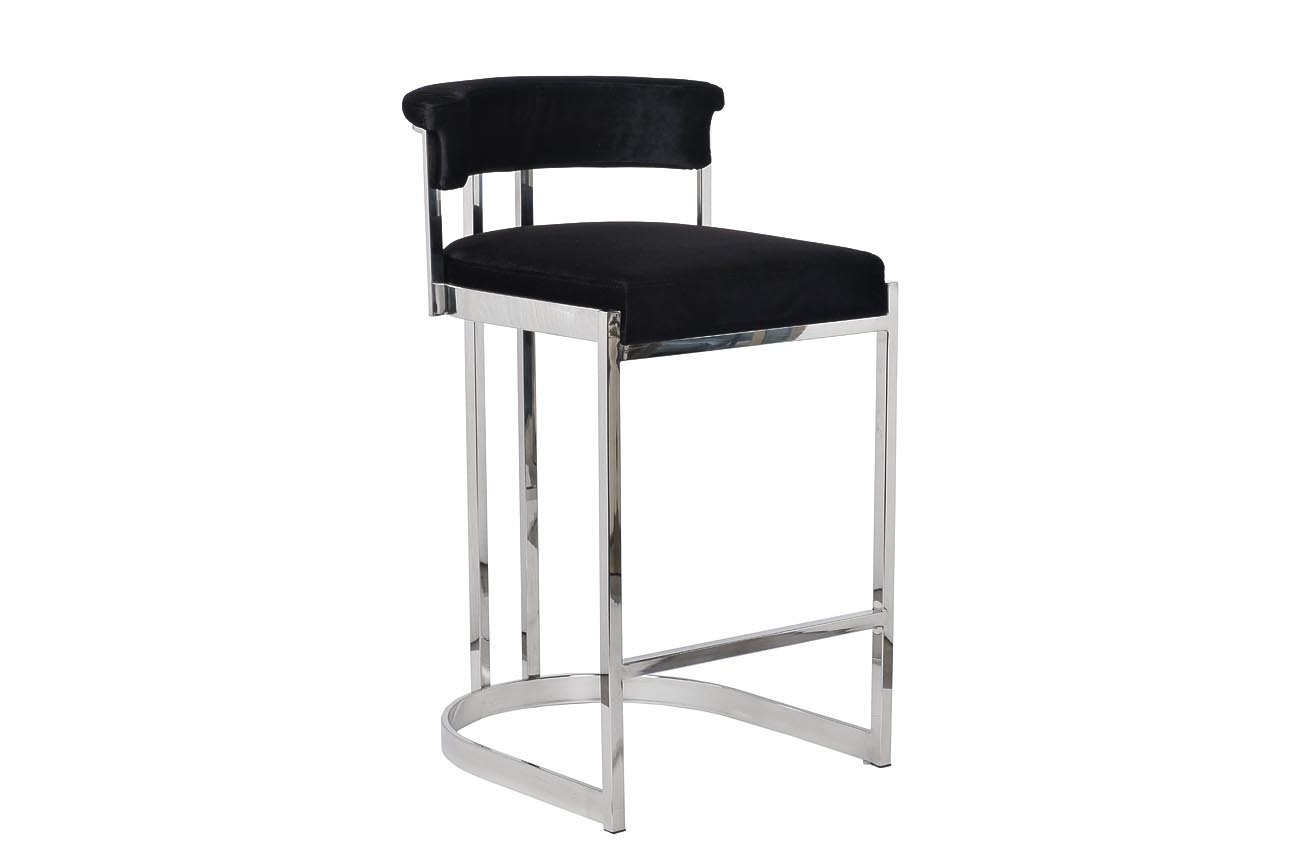 Стул барный черный велюровый (хром) Garda Decor GY-B8216-BL