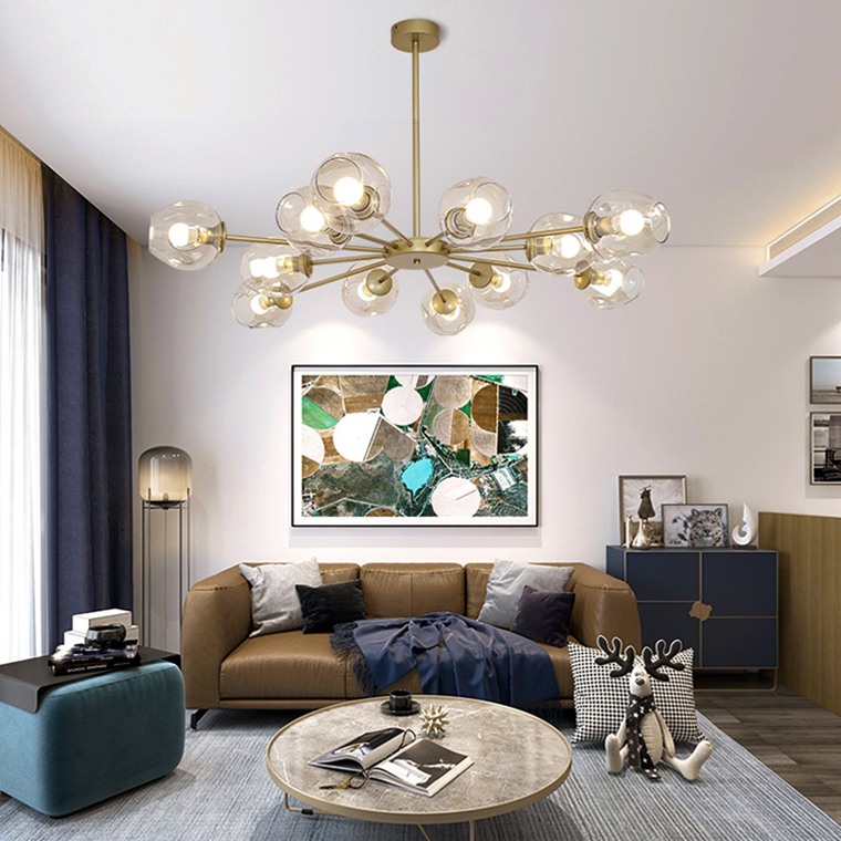 Люстра на штанге MARINE D104 12 lamps Black/Transparent by ImperiumLoft