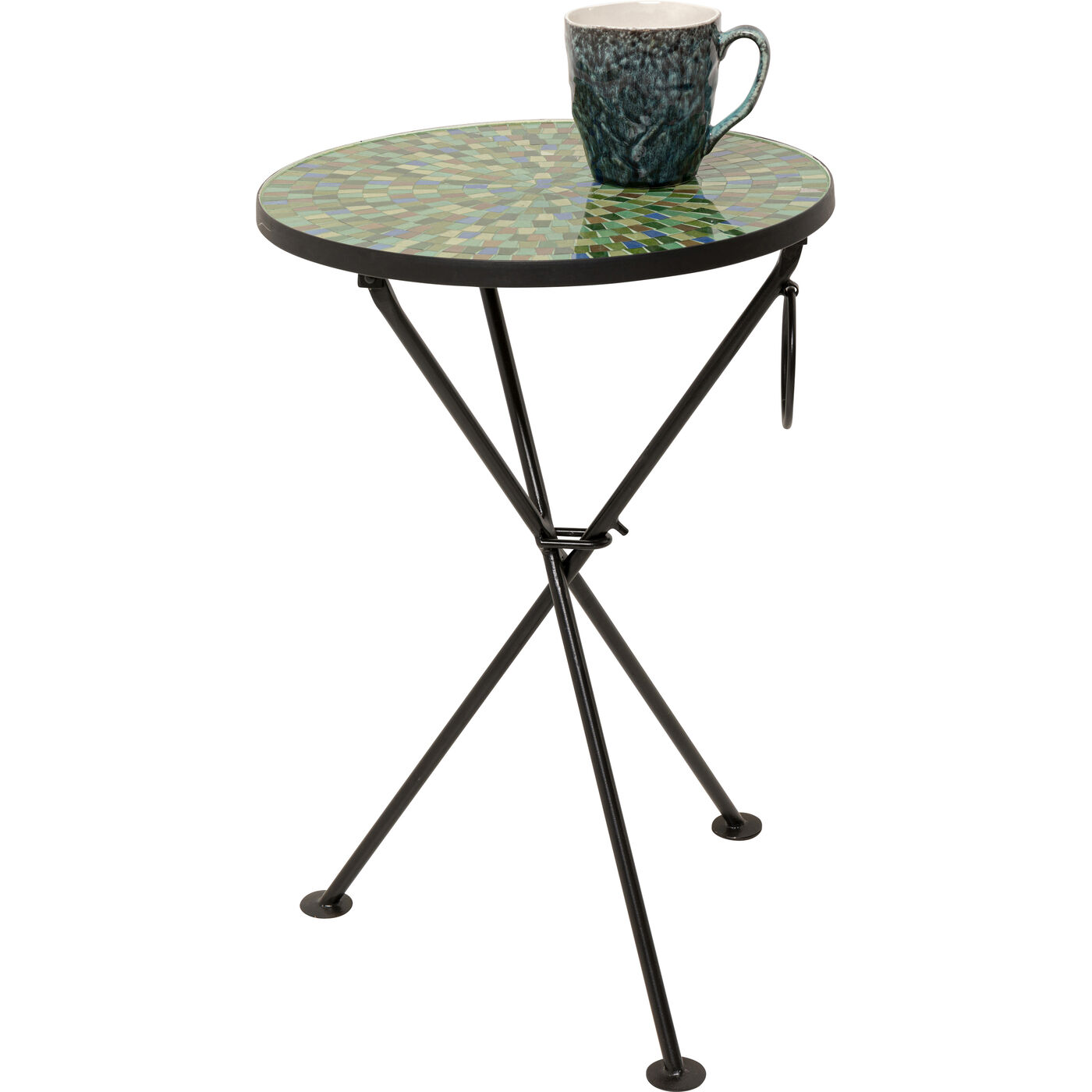Приставной стол Clack Mosaic Green Blue Ø35cm KARE 70313
