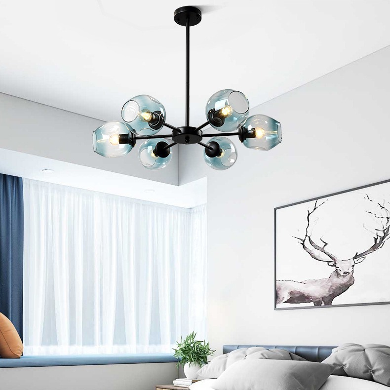 Люстра на штанге MARINE D104 12 lamps Black/Transparent by ImperiumLoft