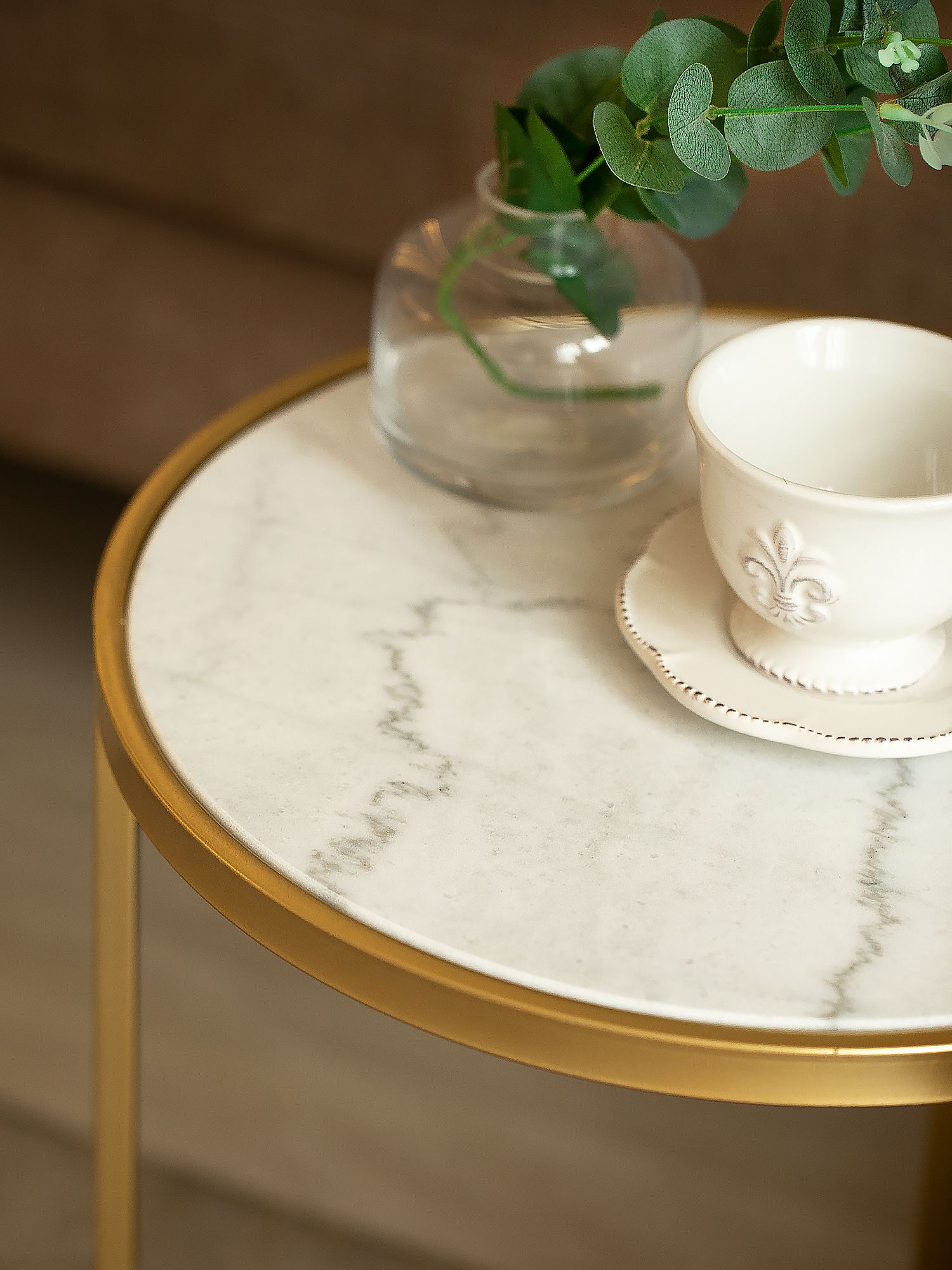 Столик приставной с белым мрамором Glasar 54-095