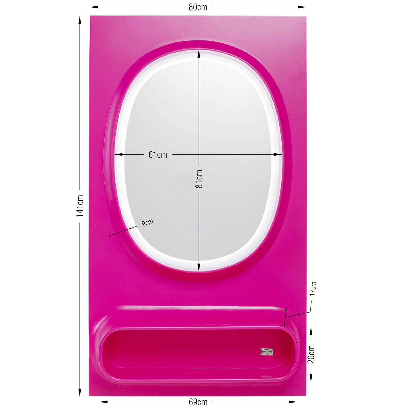 Зеркало настенное  KARE x Karim Rashid Aero LED Pink 80x141cm KARE 70843