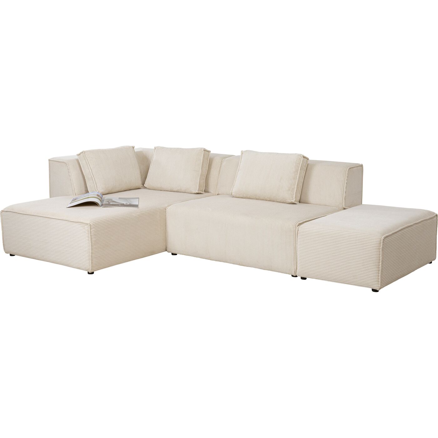 Диван левосторонний угловой Infinity Ottomane Cord Creme Left KARE 87401