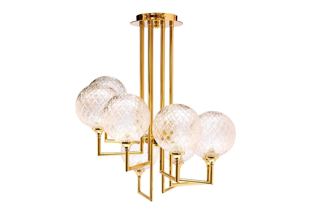 Светильник потолочный 6 плафонов (золотой) Garda Decor K2KG01P-8G