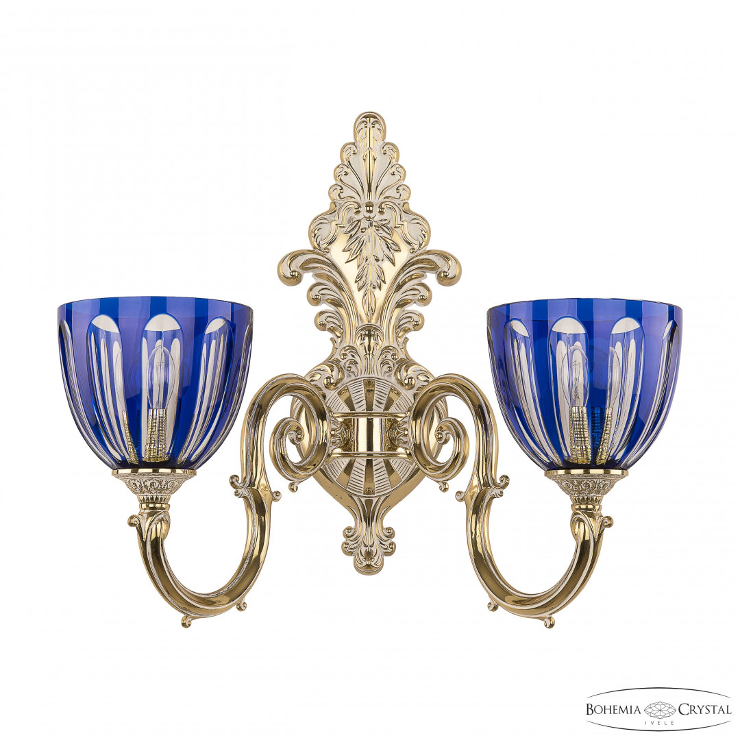Бра бронзовые с хрусталём 7203B15/2/210 GW P1 U Clear-Blue/H-1H