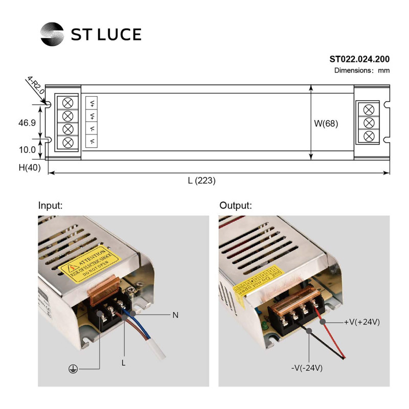 Блок питания для светодиодной ленты ST-Luce ST022.024.200-F
