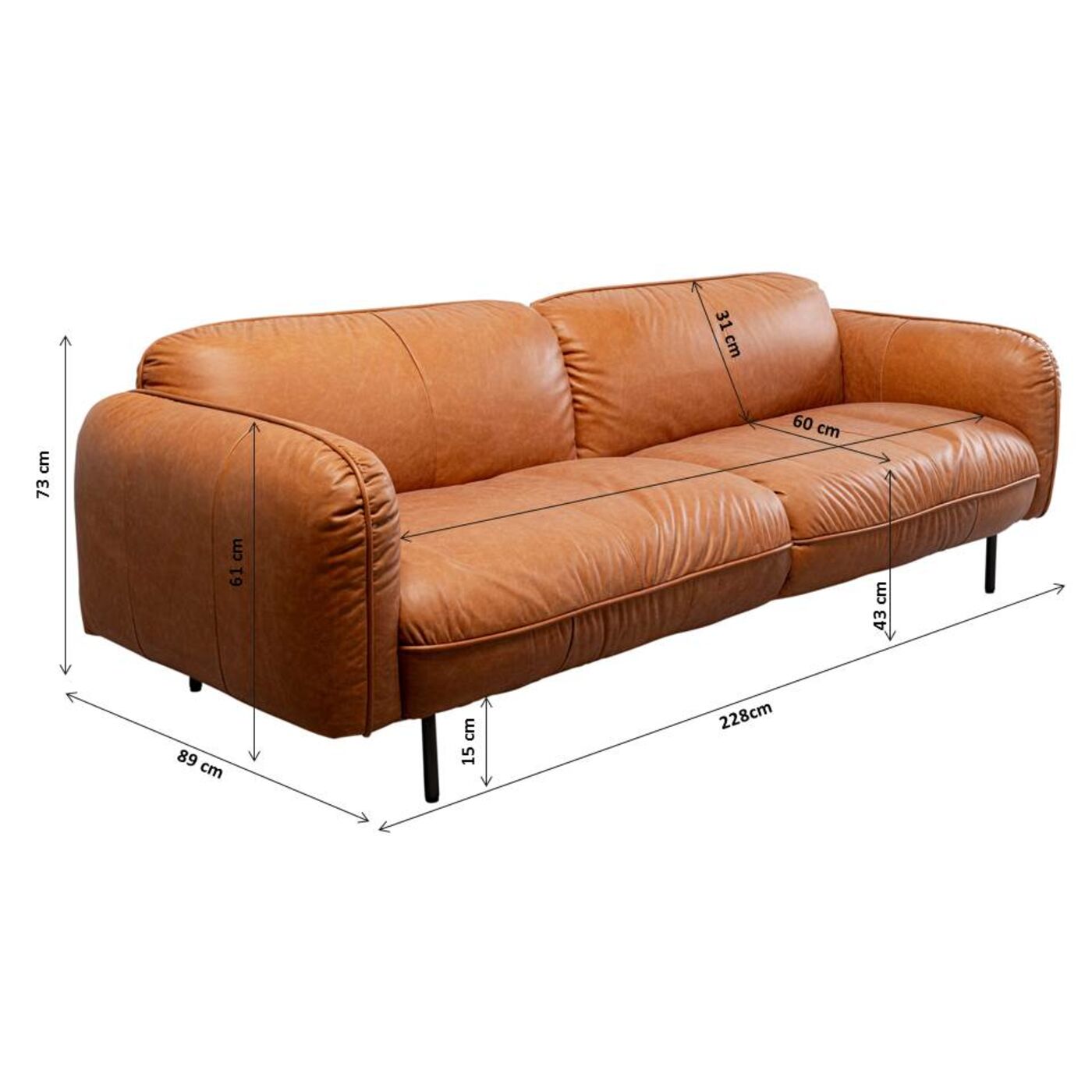 Диван Calgary Light Brown 226 см KARE 87794