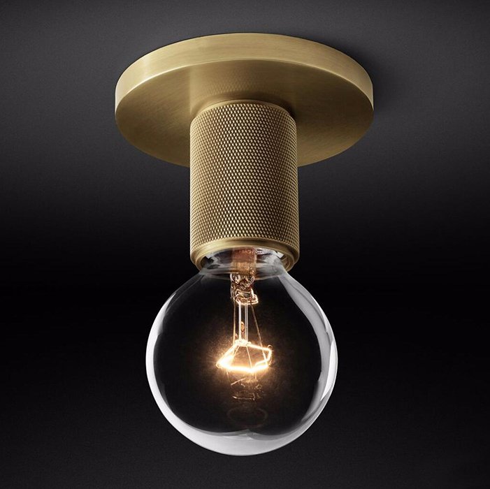 Потолочный светильник RH Utilitaire Socket Flushmount Brass by ImperiumLoft