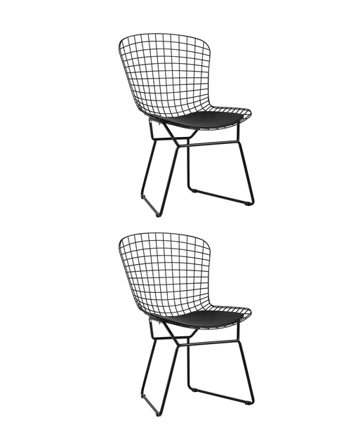 Стул обеденный Bertoia черный с черной подушкой 2 шт Stool Group