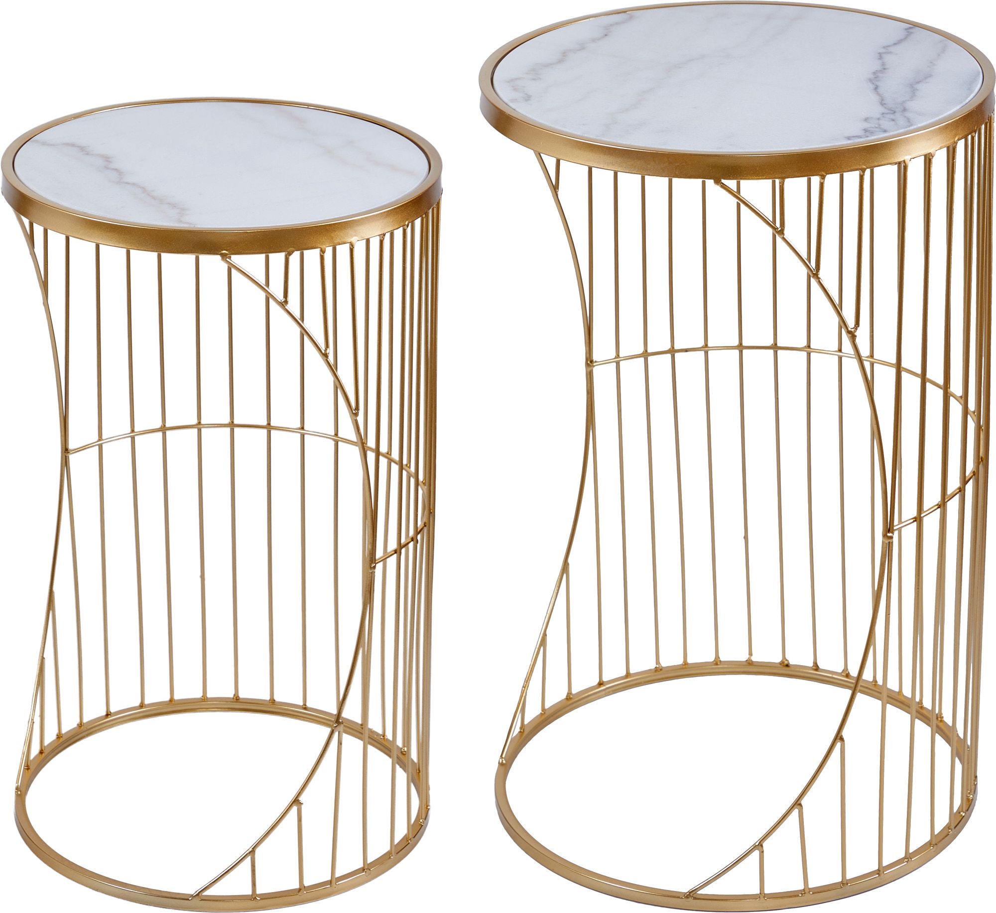 Столики интерьерные с белым мрамором, набор Glasar 54-055/054