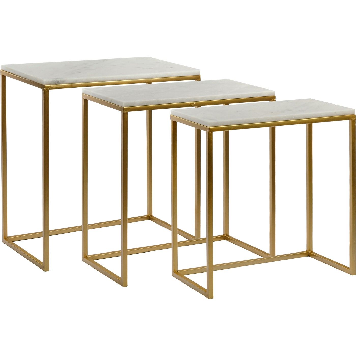 Столики приставные с белым мрамором, набор Glasar 54-024/023/022