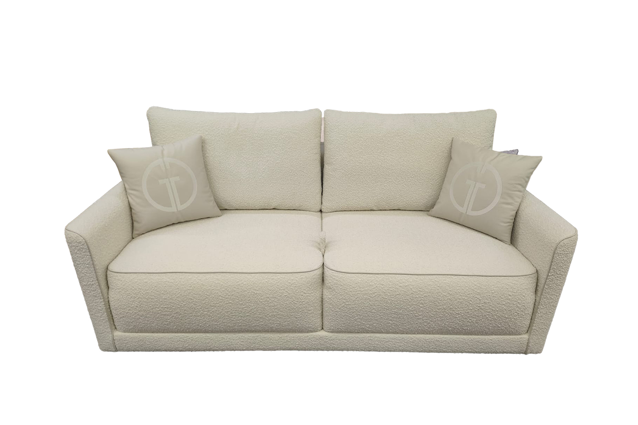 Диван Portofino 200 двухм раскл с кантом букле экрю Orso Ecru+Enzo000 Garda Decor PORTOFINO-200-Orso Ecru+Enzo000