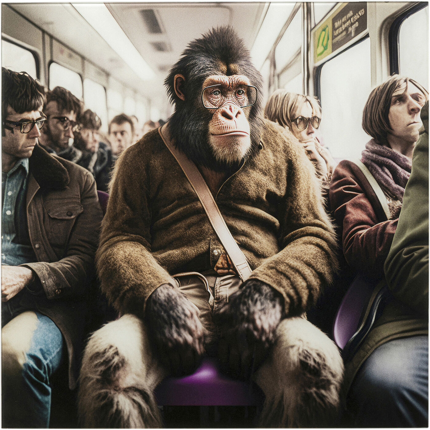Картина стеклянная Commuter Monkey 60x60 см KARE 57011