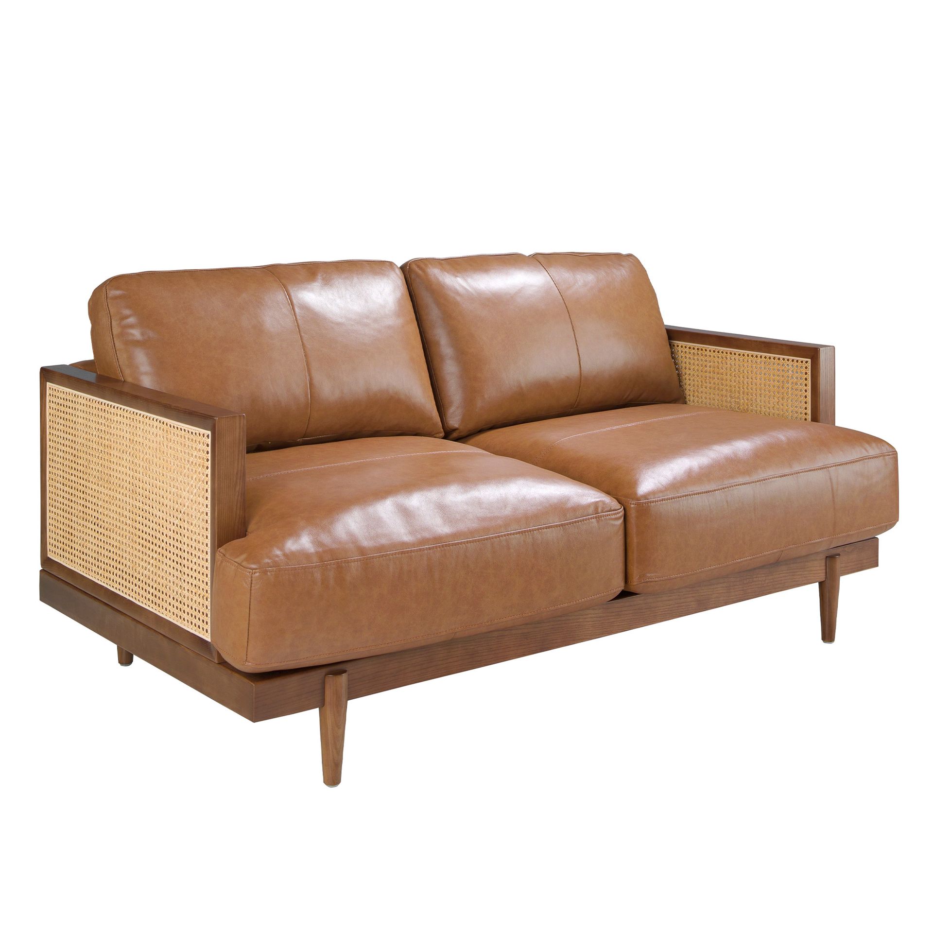 Диван 2-х местный 6176/KF8031-2P-M2731 из коричневой кожи Angel Cerda