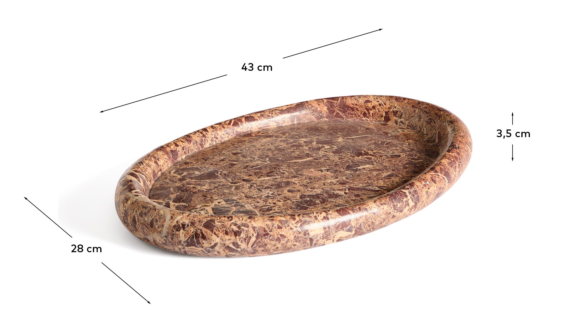 Поднос Lenorel из бордового мрамора 43 x 28 см La Forma 436974
