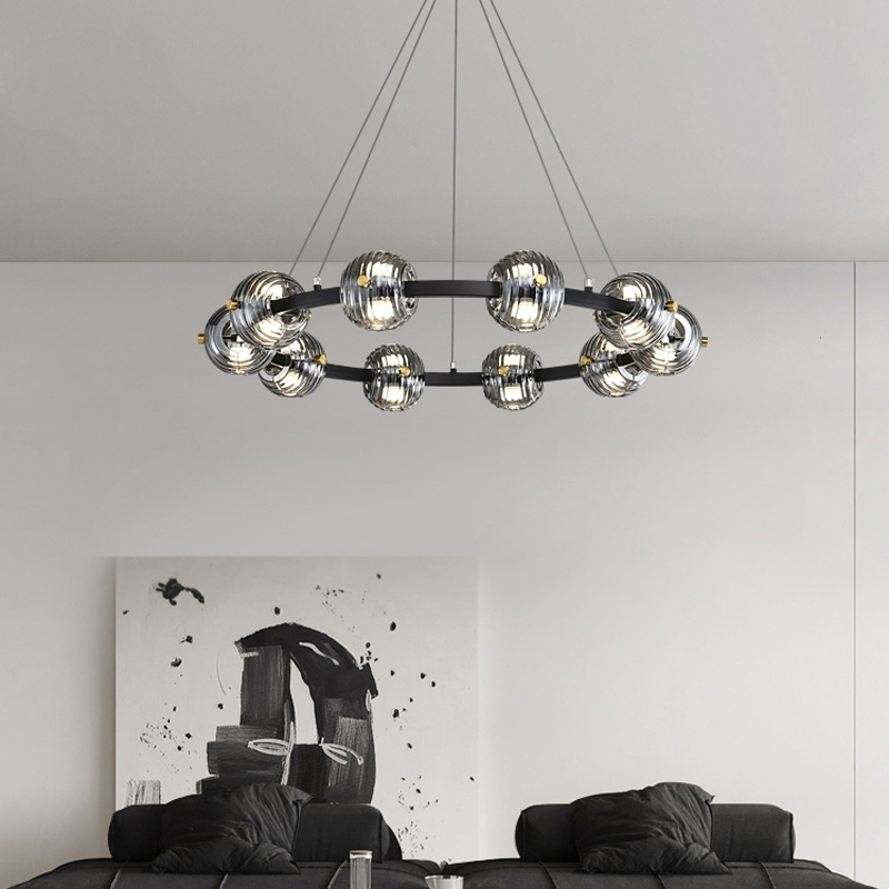 Кольцевая люстра SEMUND D60 Black by ImperiumLoft