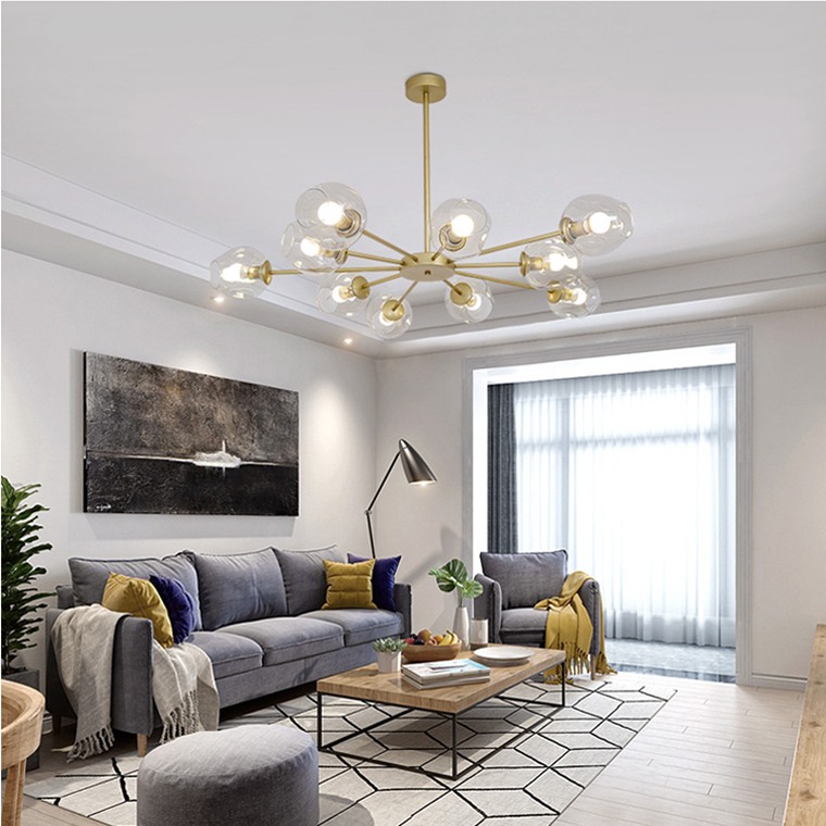 Люстра на штанге MARINE D104 12 lamps Black/Transparent by ImperiumLoft