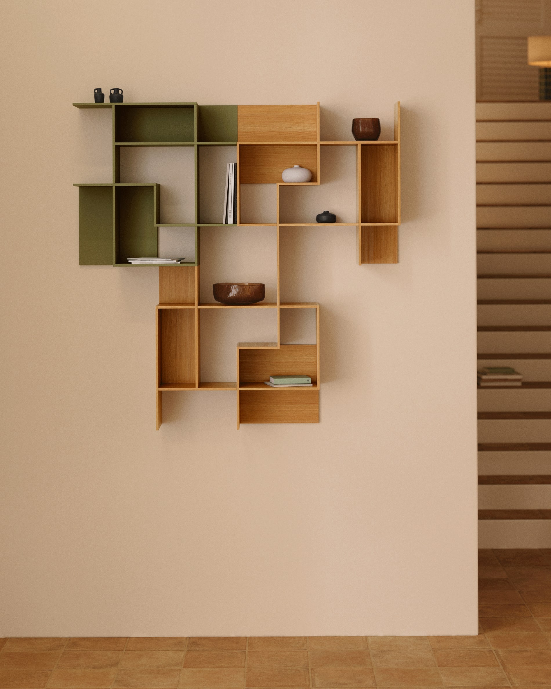 Модульный стеллаж Ina из шпона дуба с натуральной отделкой 80 x 80 см La Forma (ex Julia Grup)