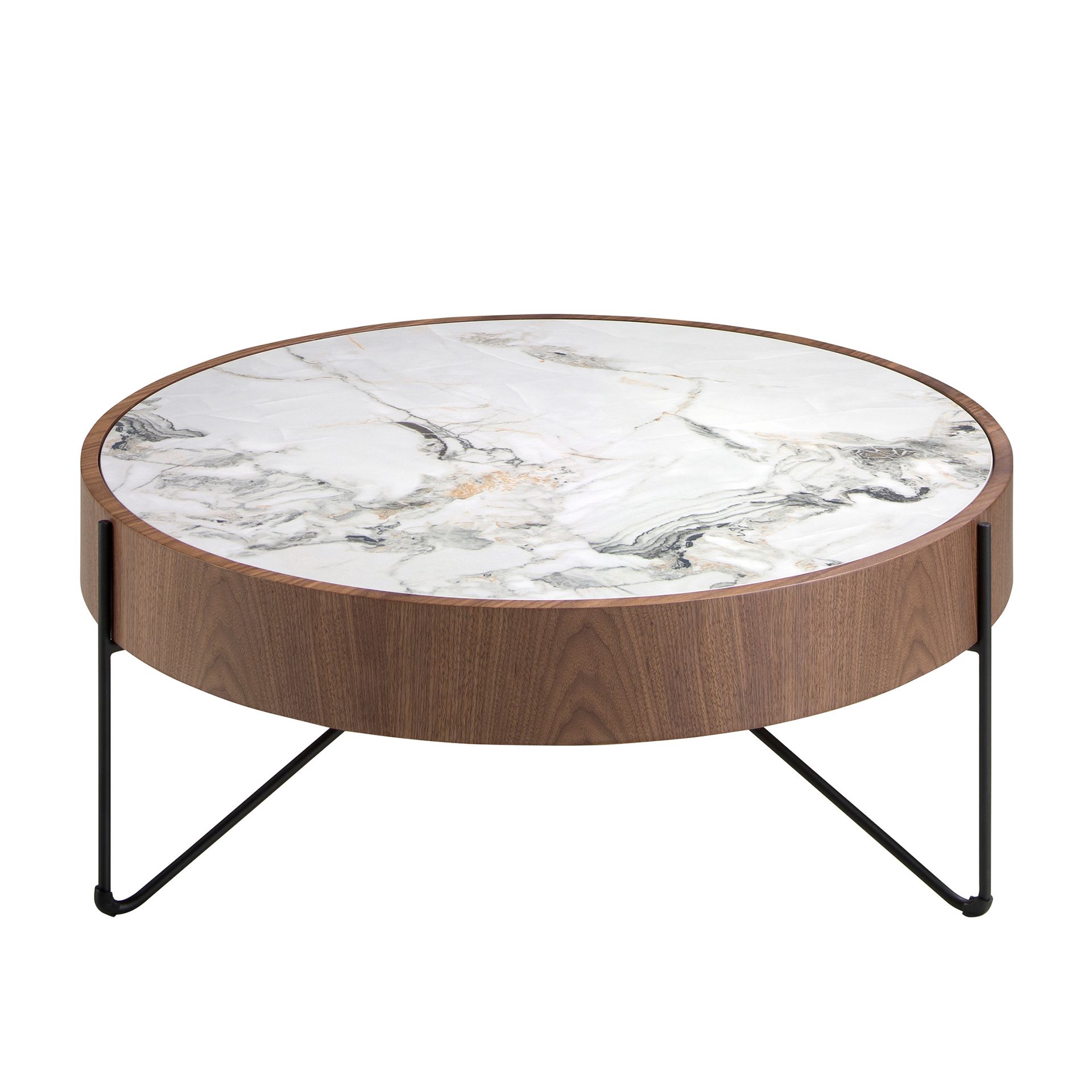 Круглый журнальный столик 2138/MH2303A из ореха и мраморной керамики Angel Cerda