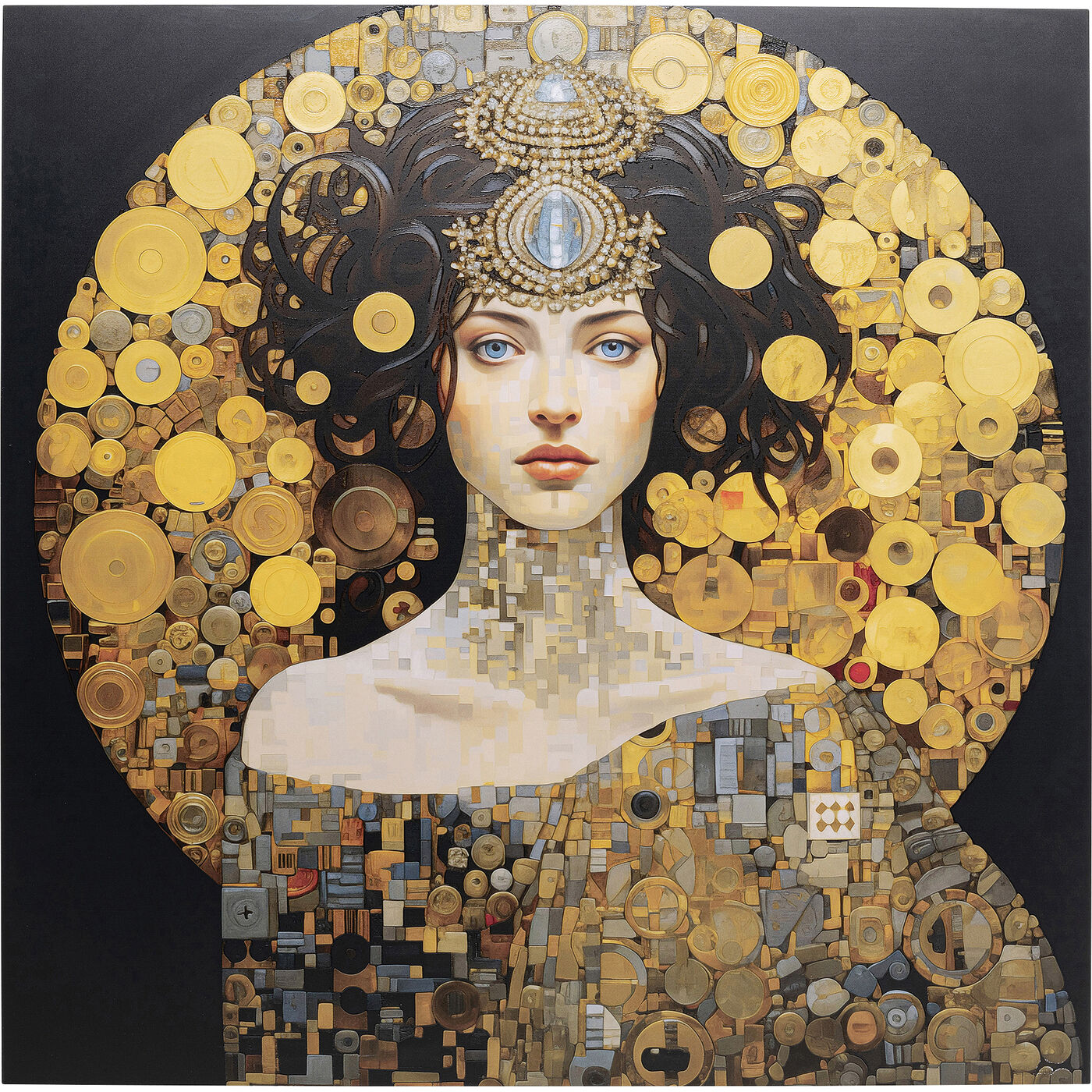 Картина стеклянная Art Nouveau Lady 3D 120x120cm KARE 56575