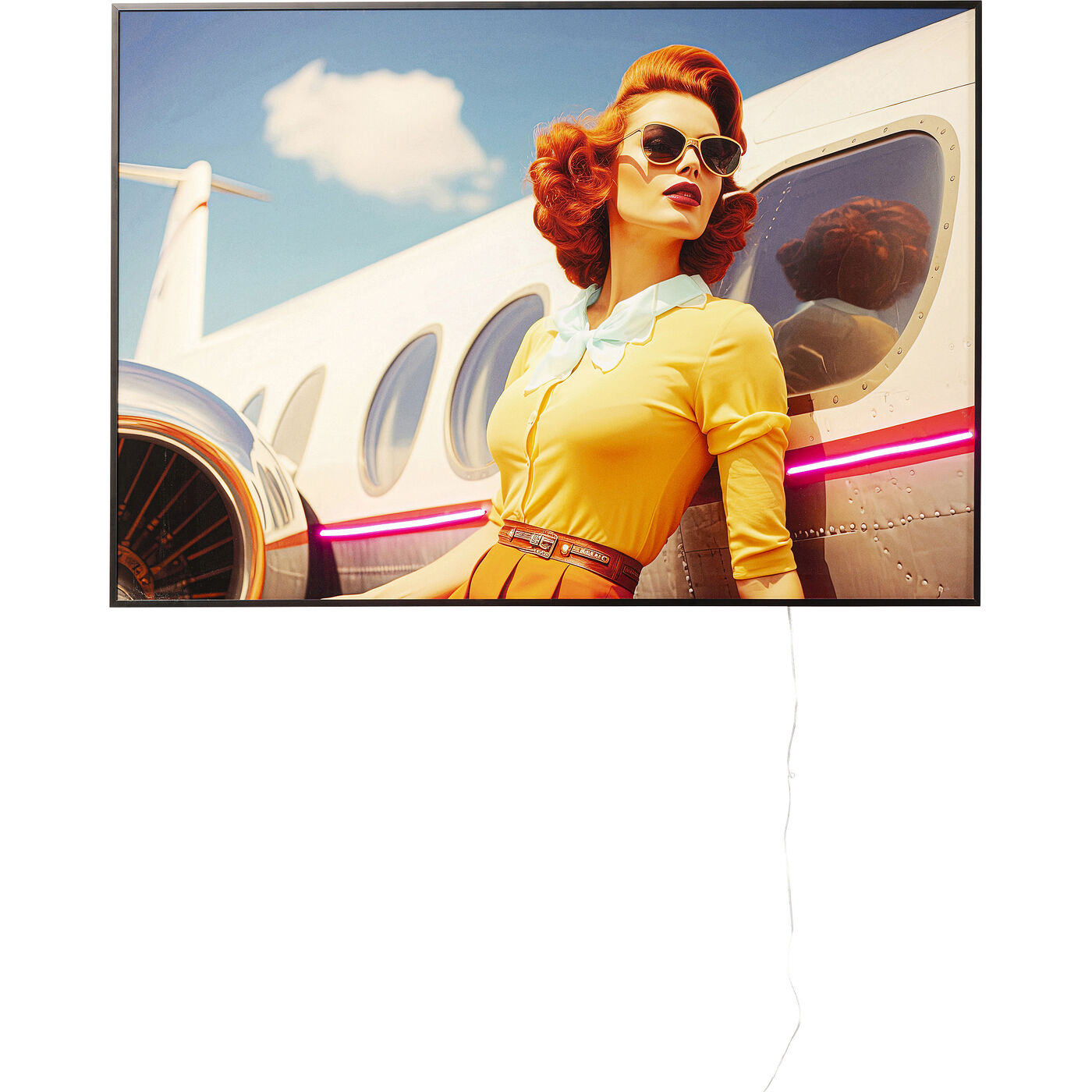 Картина в раме LED Jetset Lean Lady 120x80 см KARE 56453