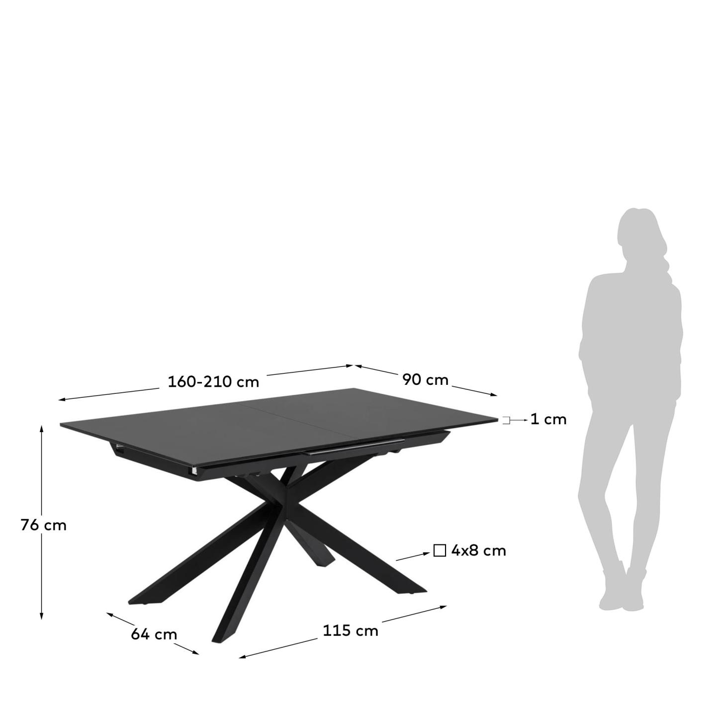 Стол раздвижной Atminda 160 (210) x 90 cm стекло La Forma (ex Julia Grup)