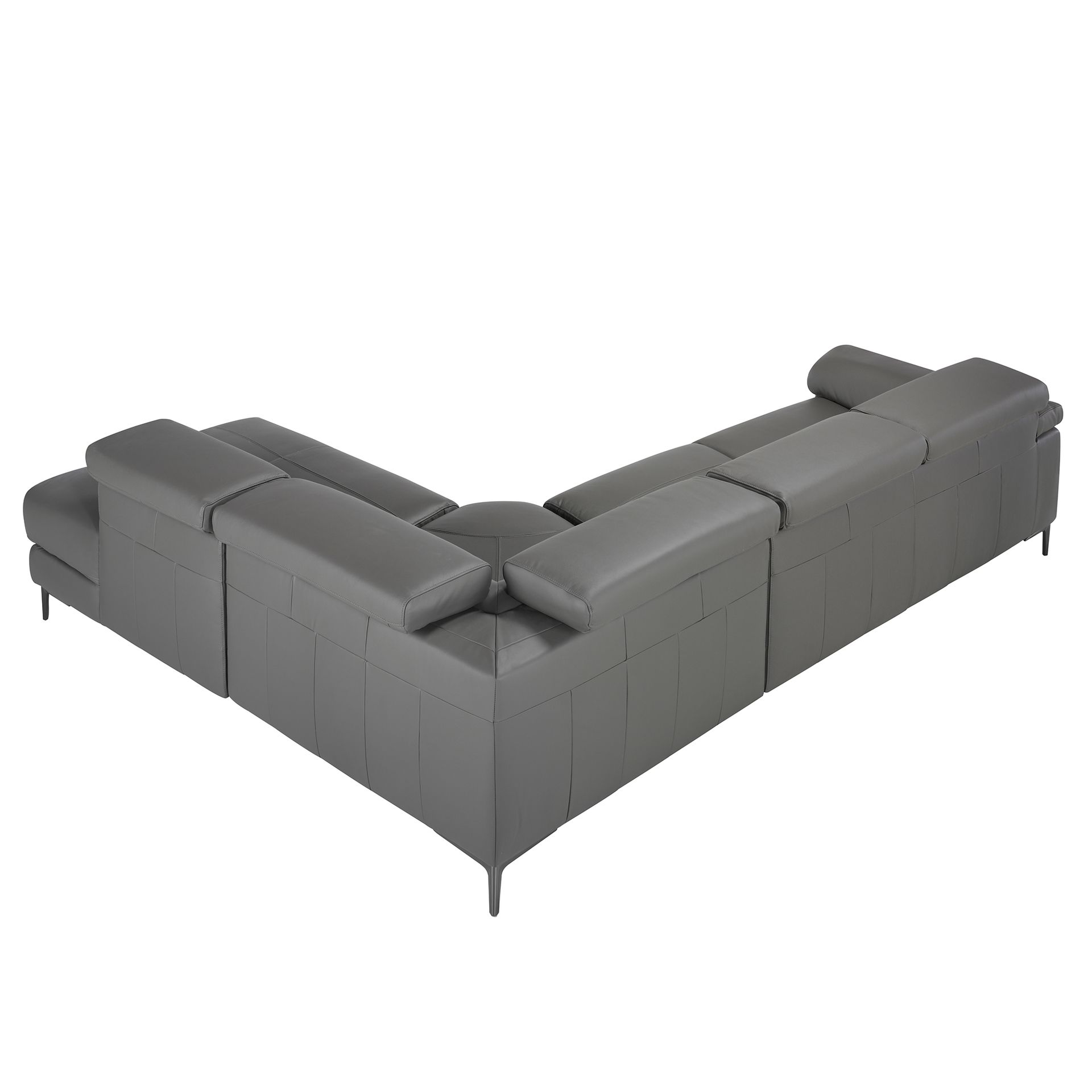Угловой диван с реклайнером 5320-R-M9019 /6111 серый кожаный Angel Cerda