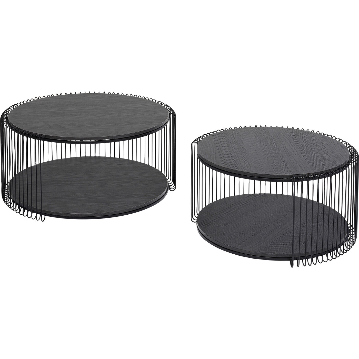 Стол кофейный Wire Double Black Wood (2 шт) KARE 87960