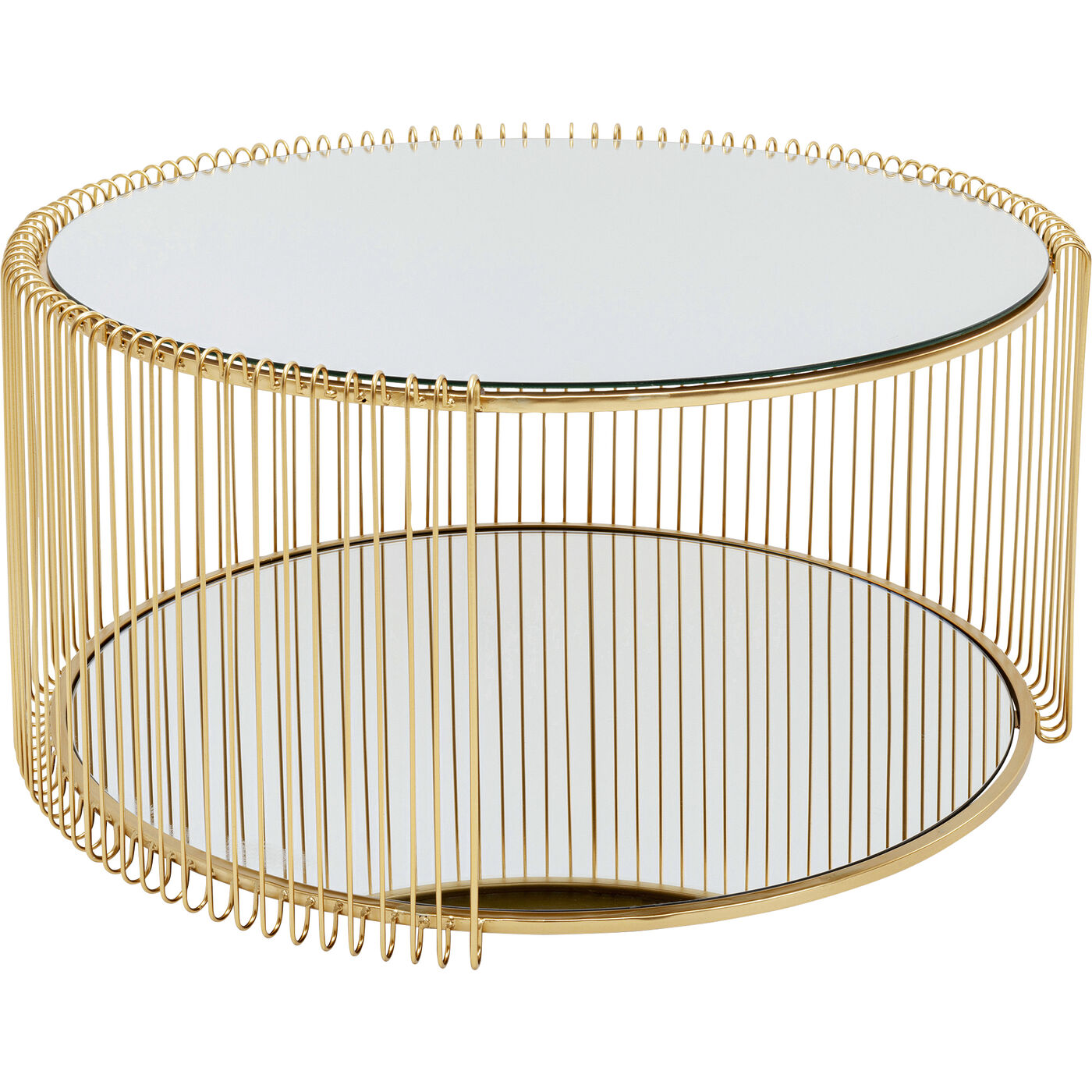 Стол кофейный Wire Double Brass Ø80cm KARE 70336