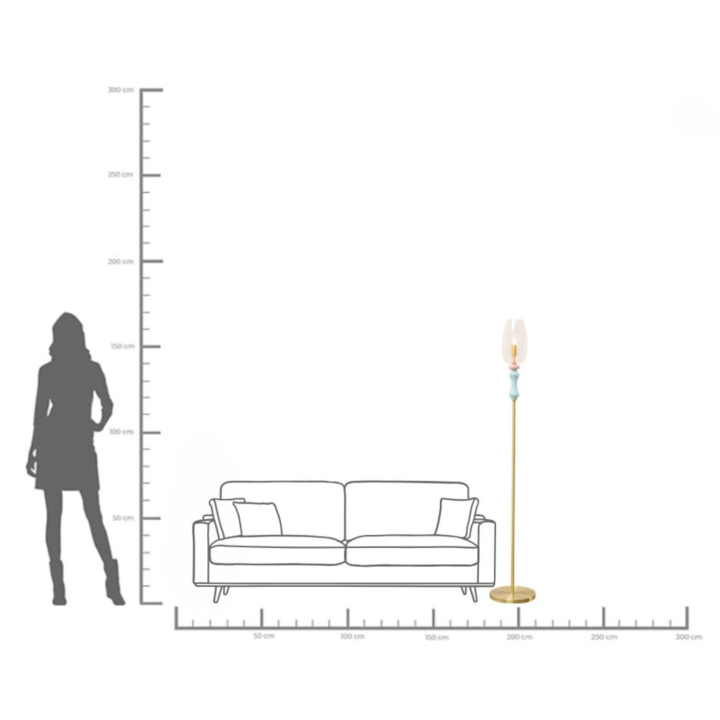 Светильник напольный Allegra Gold 165cm KARE 57144