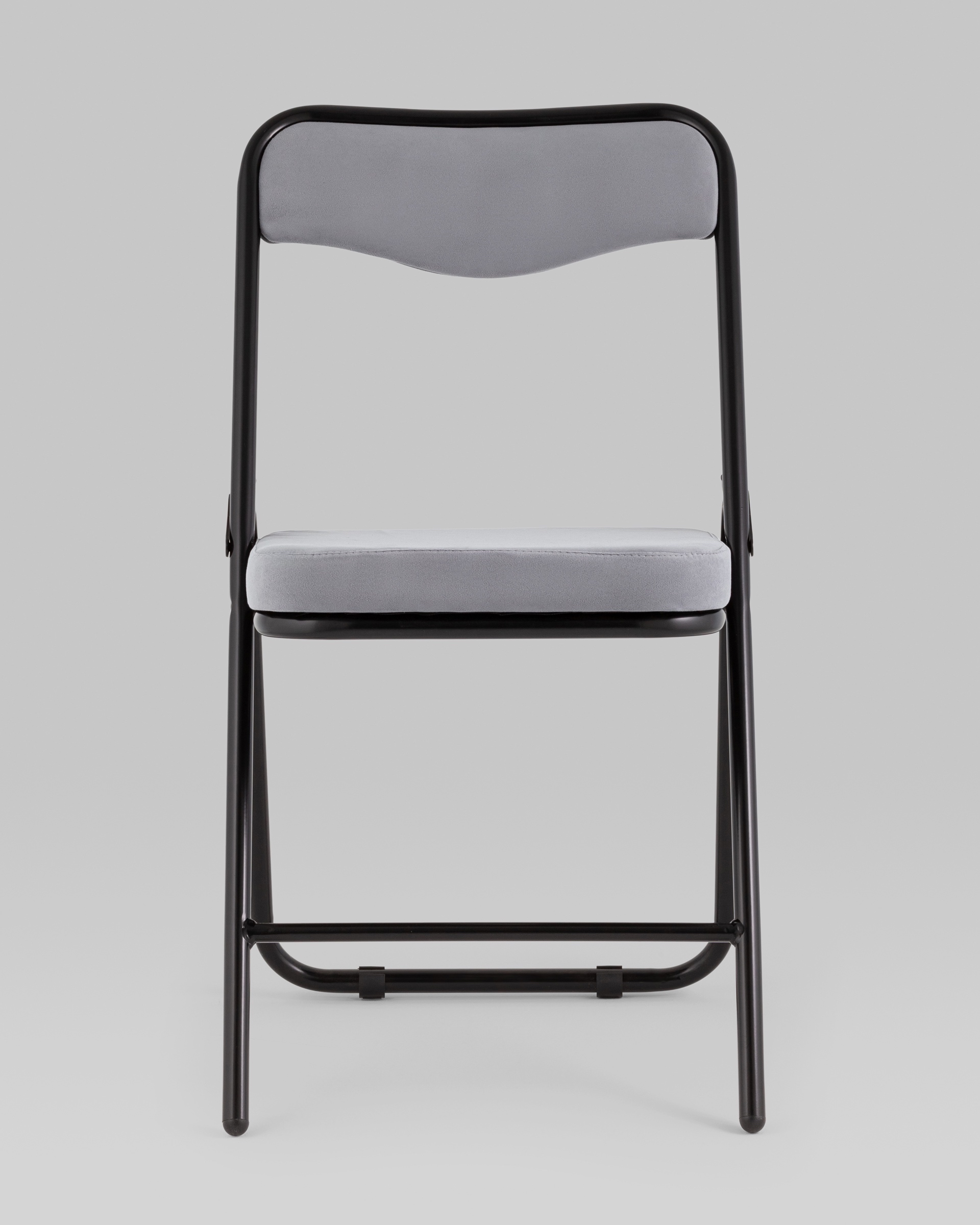 Складной стул Джонни велюр серый каркас черный матовый Stool Group
