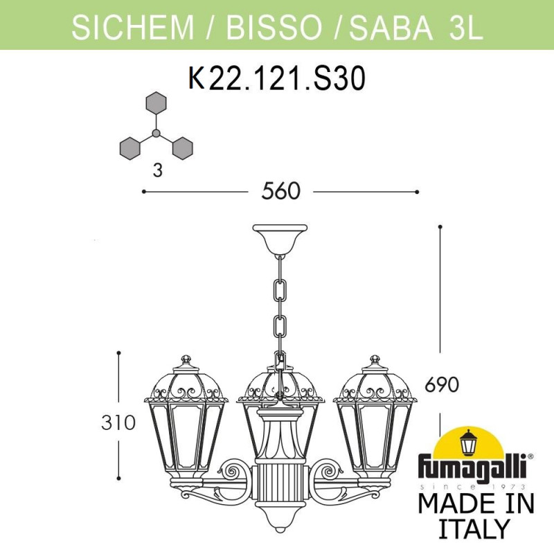 Подвесной уличный светильник Fumagalli K22.120.S30.WYF1R