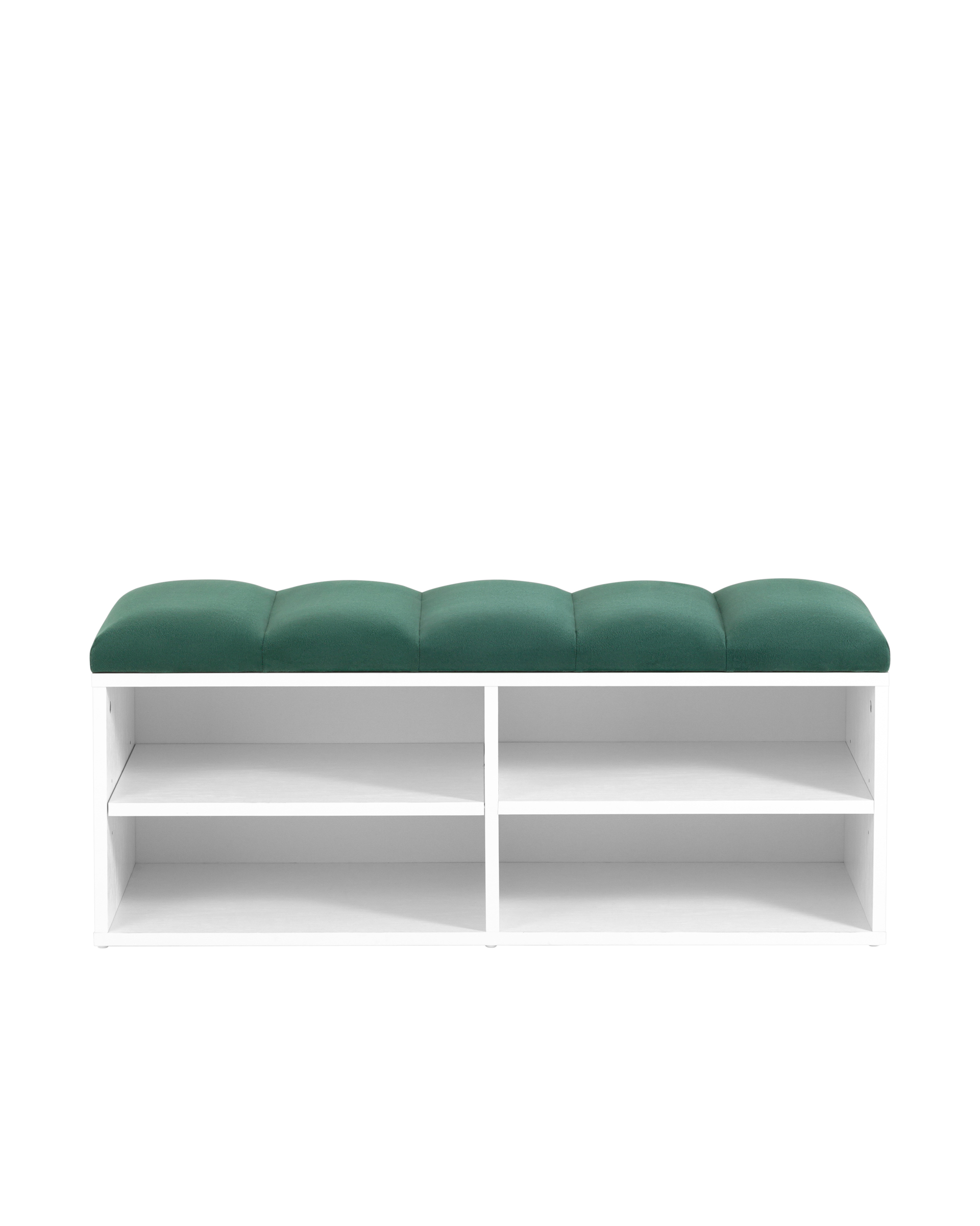 Обувница Хольст 2 белая велюр зелёный Stool Group