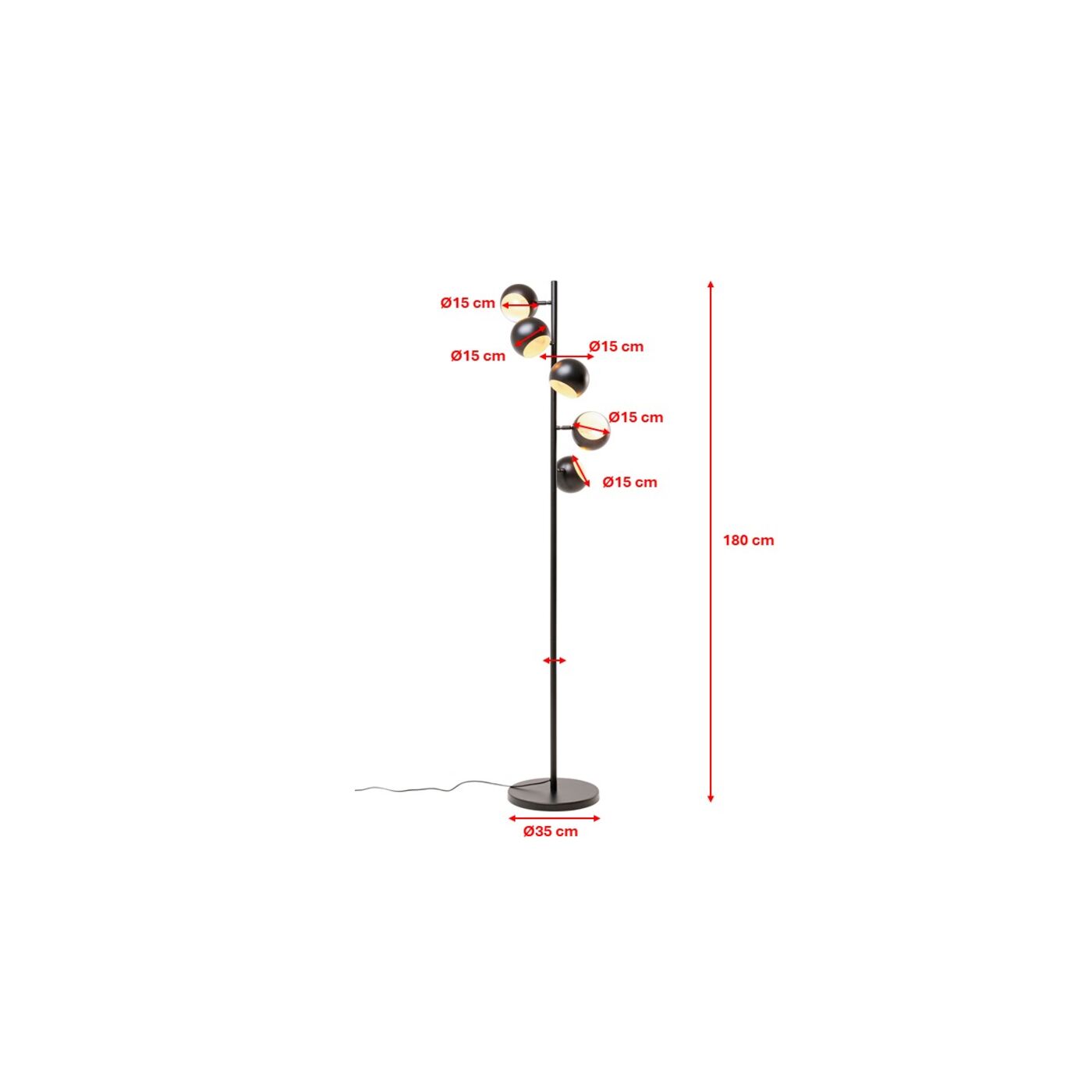Светильник напольный Calotta Black 5-lite 180cm KARE 57462