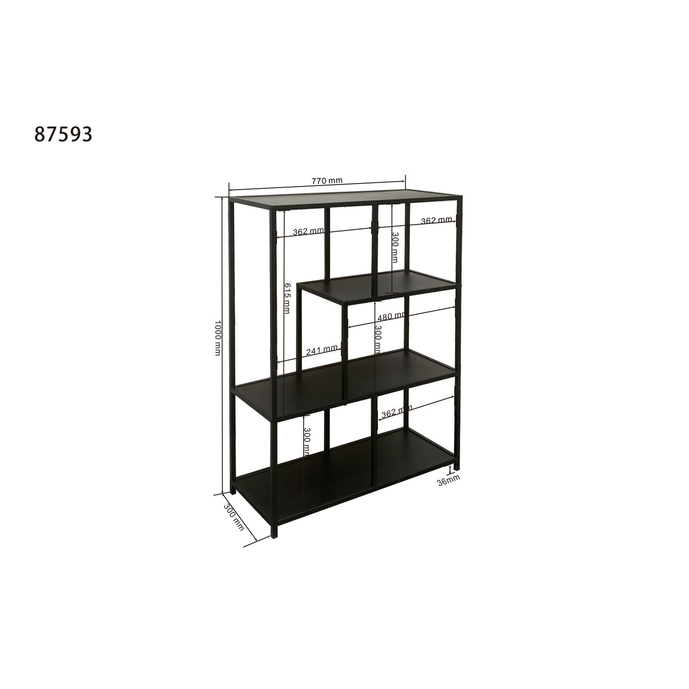 Стеллаж Loftie Black 77x100 см KARE 87953