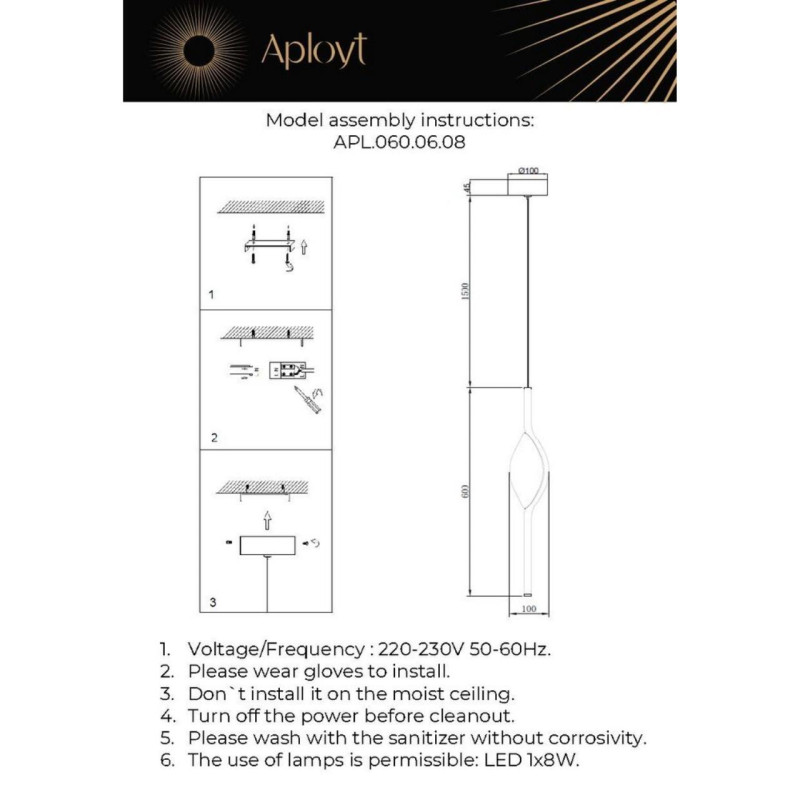 Подвесной светильник APLOYT APL.060.06.08