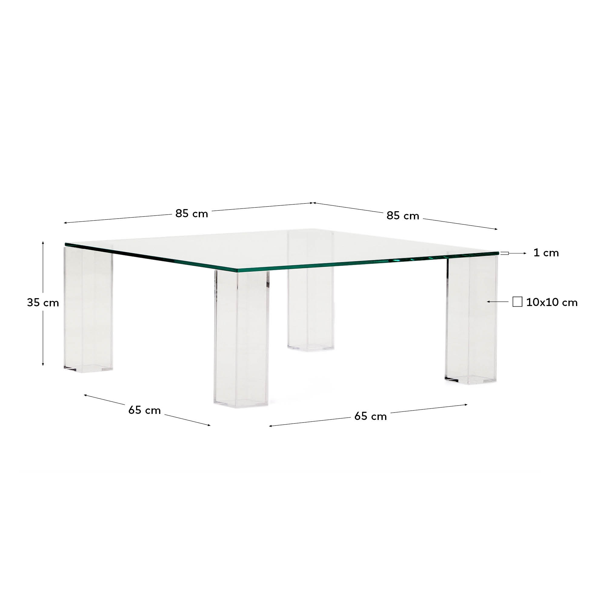 Журнальный столик Adularia из стекла прозрачного цвета 85 x 85 La Forma (ex Julia Grup)