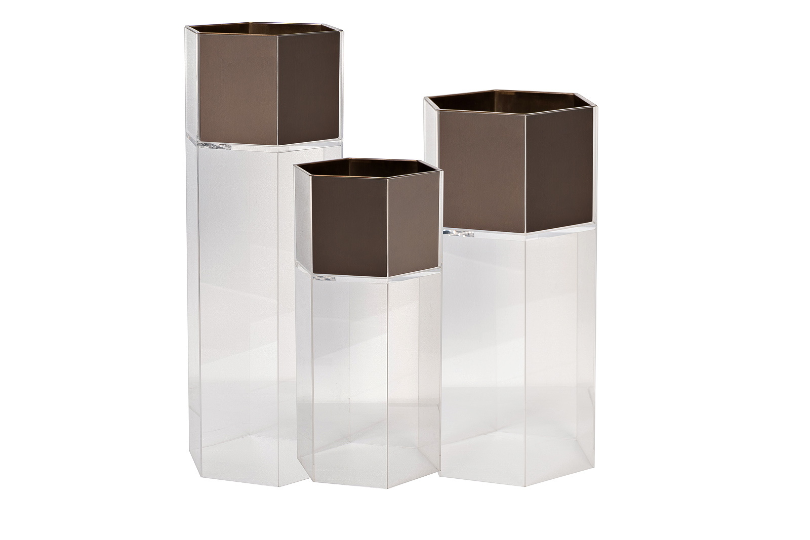 Кашпо высокое напольное, акрил/мат. бронза 30*26*60 Garda Decor 58DB-24229