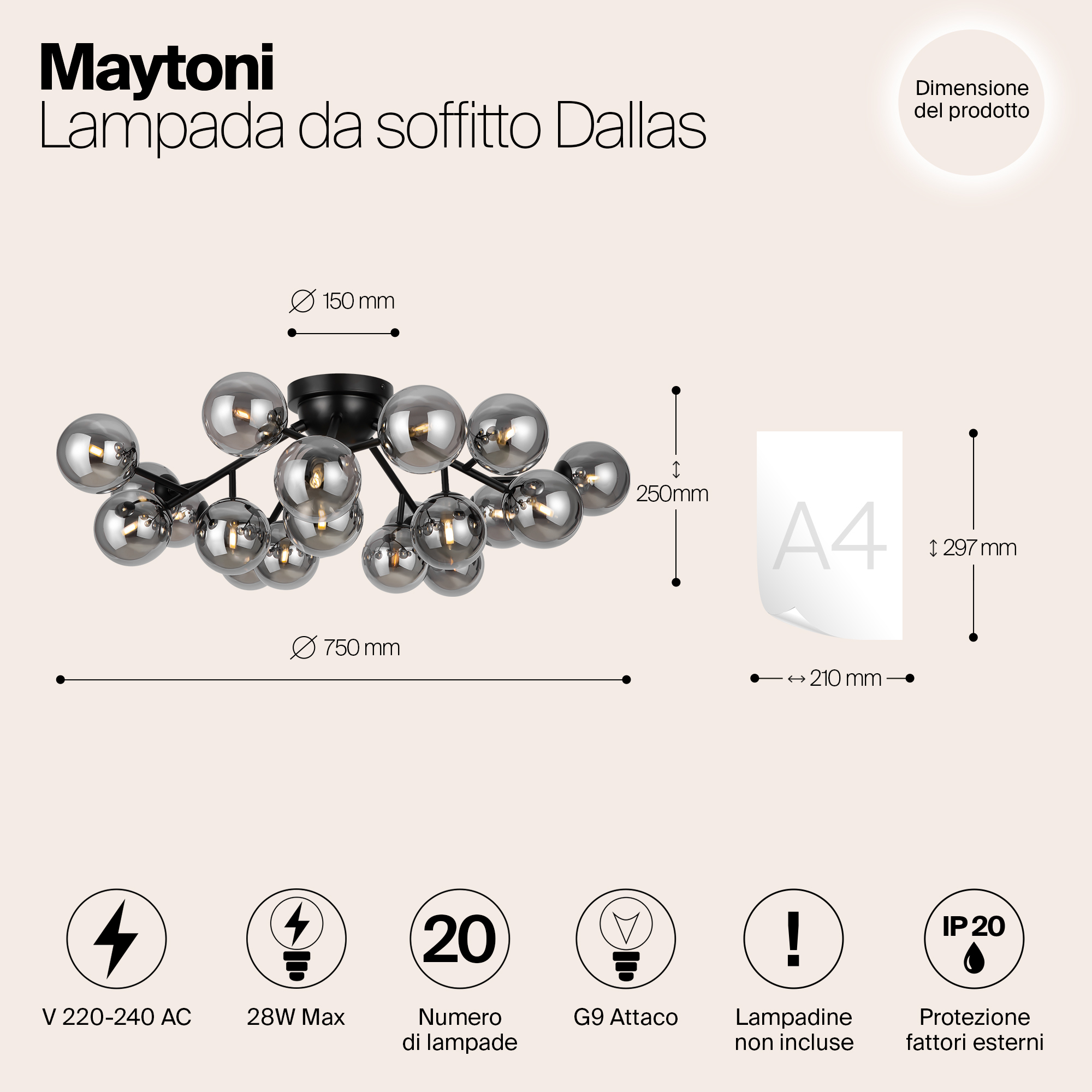 Потолочный светильник Maytoni MOD545CL-20B