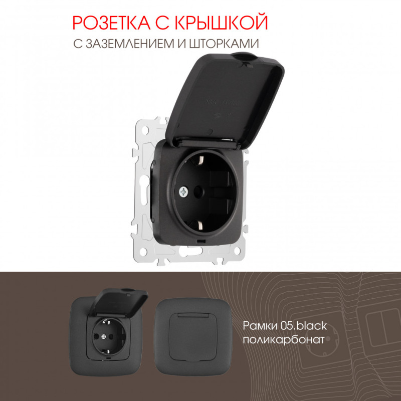 Розетка Arte Milano 205.41-1.black