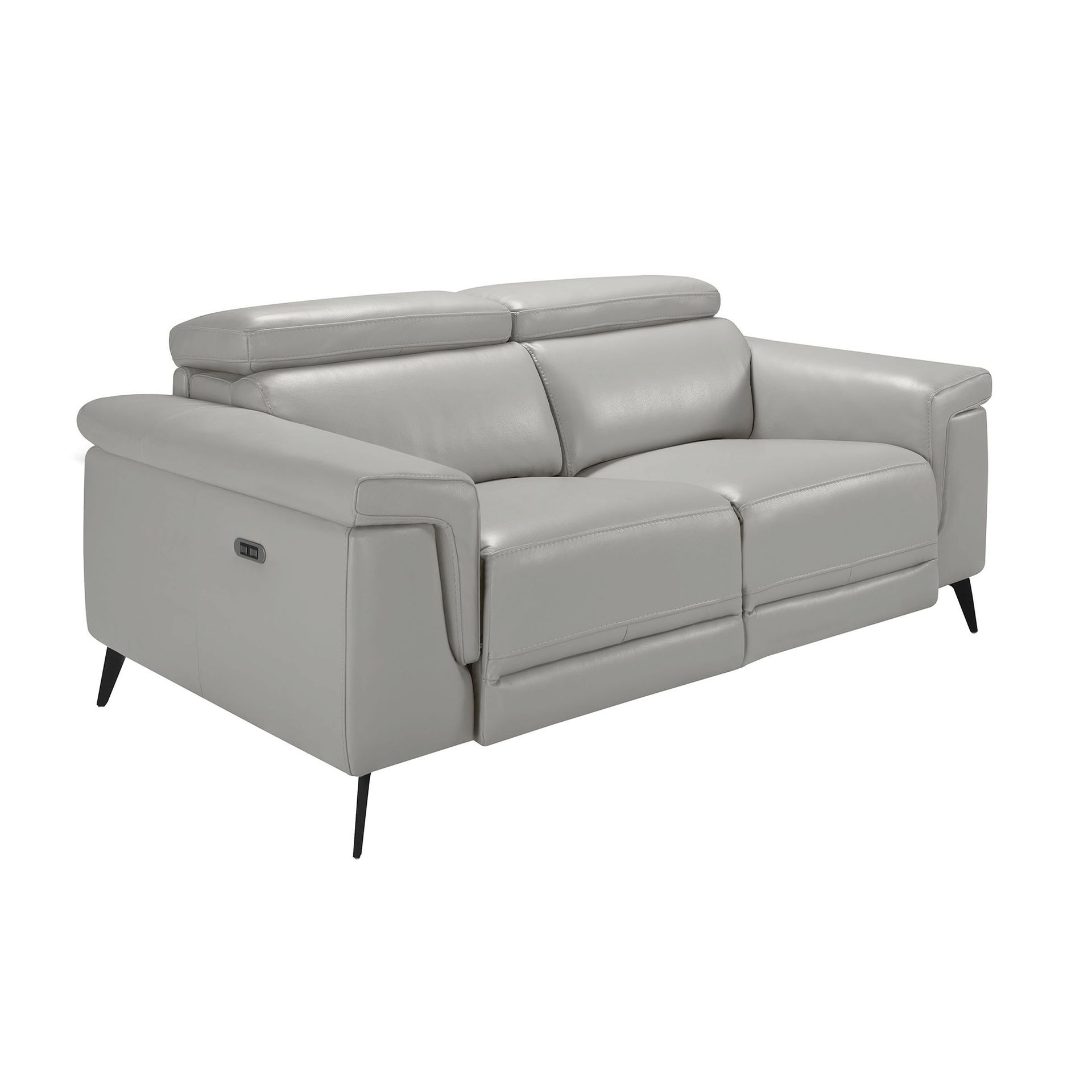 Диван 2-х местный с реклайнером 5319-2P-M5653 /6107 серый кожаный Angel Cerda