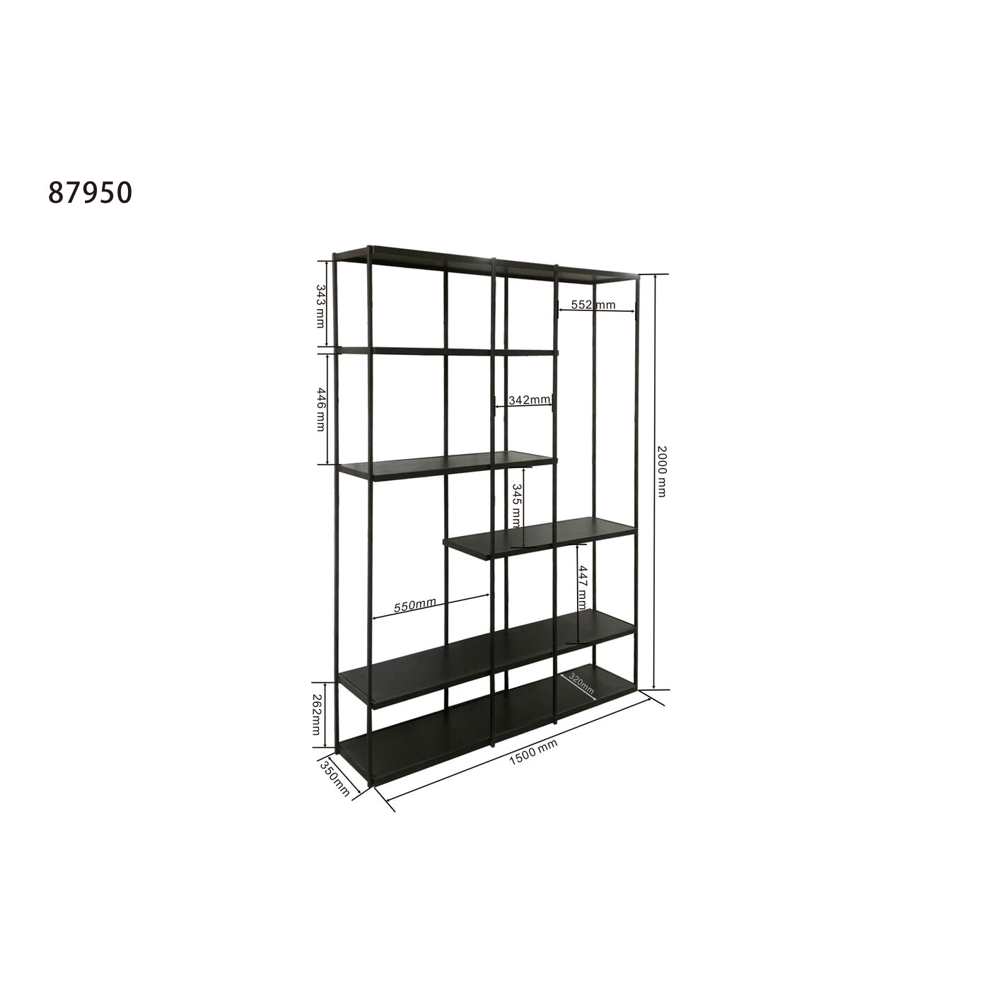 Стеллаж Oslo Black 150x200 см KARE 87950