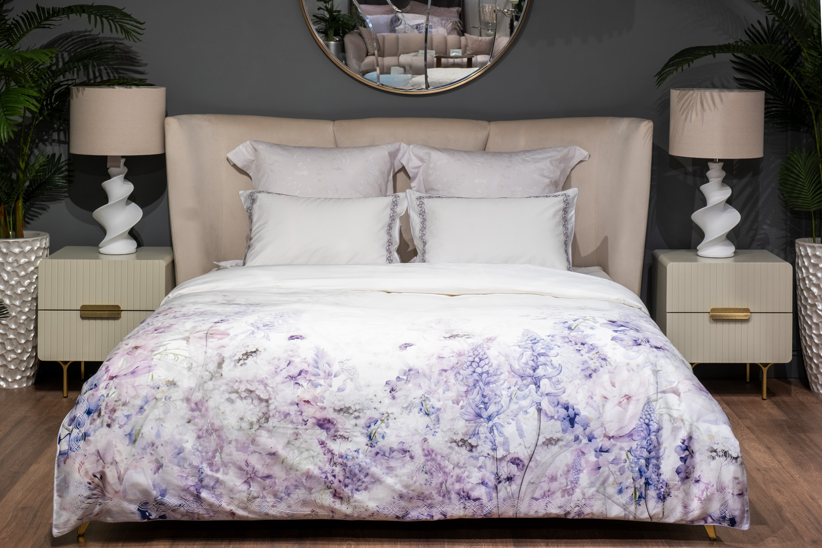 Комплект из 2х наволочек "Фиори" 50х70см сиренево-белый Garda Decor 130HB-00711