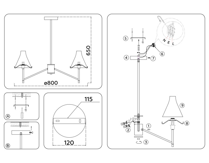 Люстра на штанге Ambrella Light LH57135