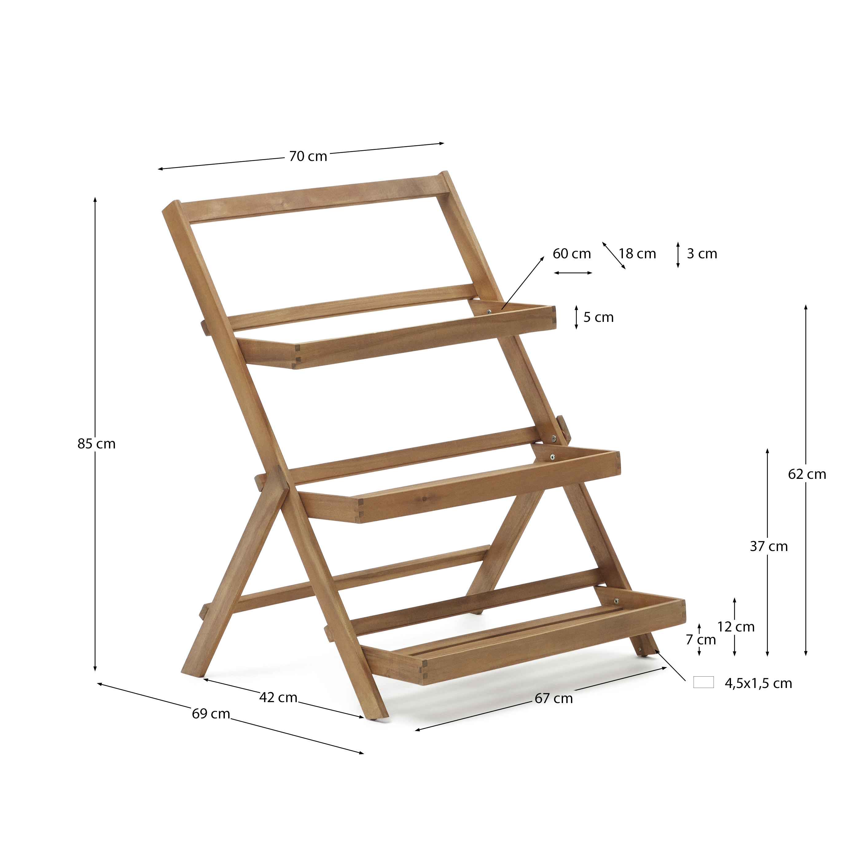 Victora Уличный стеллаж из массива акации 70 x 85 см La Forma (ex Julia Grup)